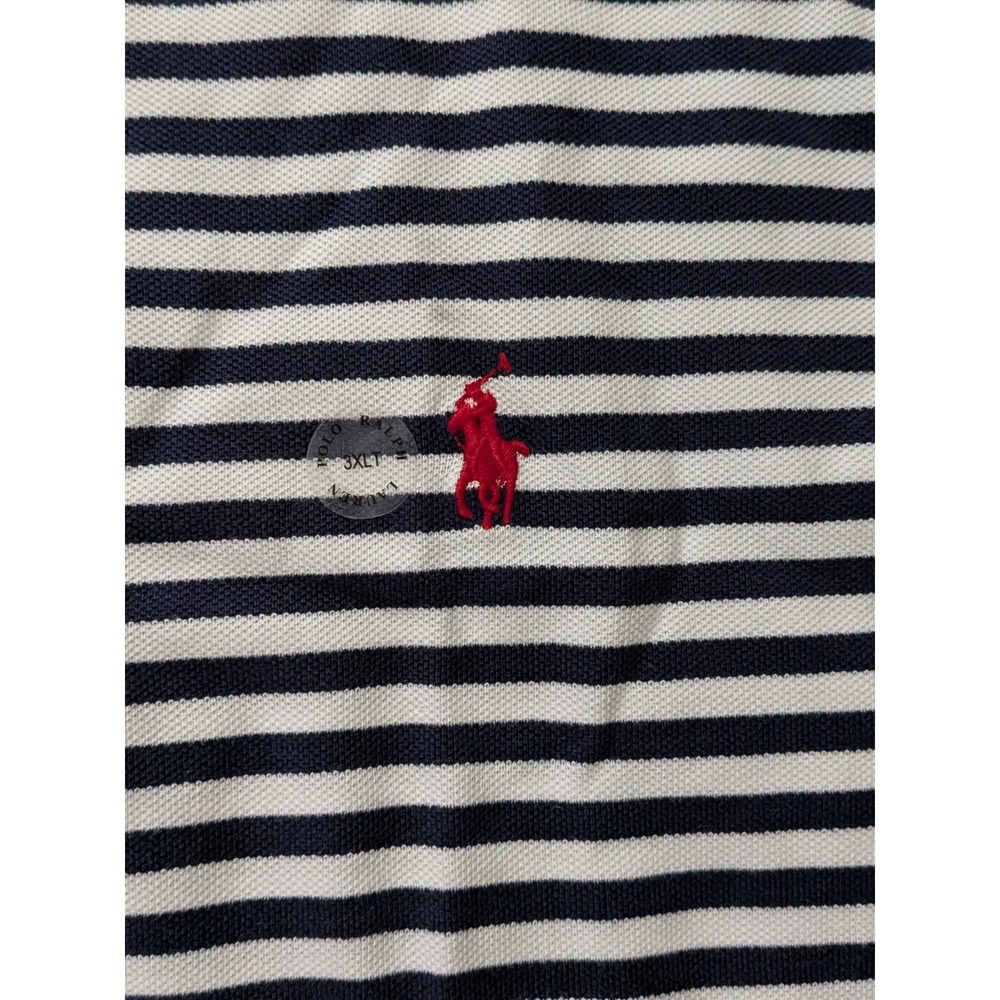 Polo Ralph Lauren Striped Polo Shirt Navy White Short Sleeve Men 3XLT NWT Preppy - Picture 3 of 8